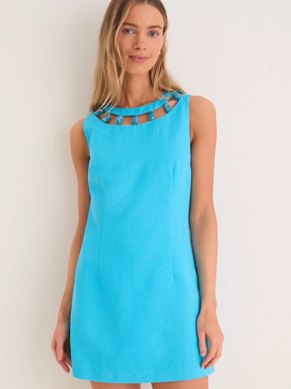 Hyacinth House Aqua Beaded Dottie Mini Dress - XS